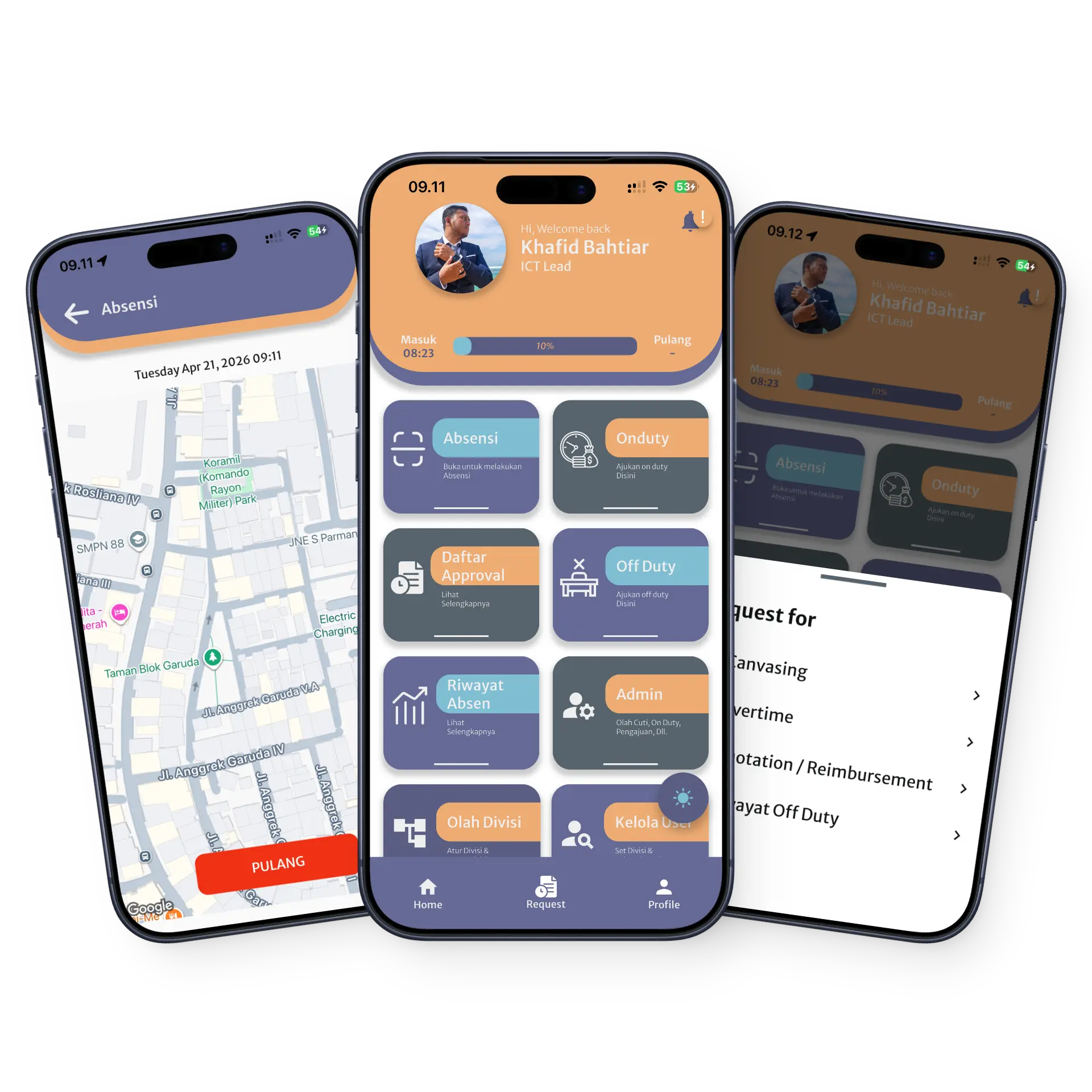 Mockup aplikasi Absensi Solcoat - HR Management System