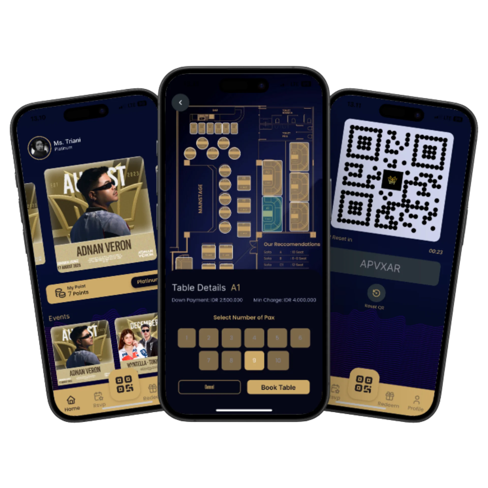 Mockup aplikasi Dominion Lounge - Club & Restaurant Booking