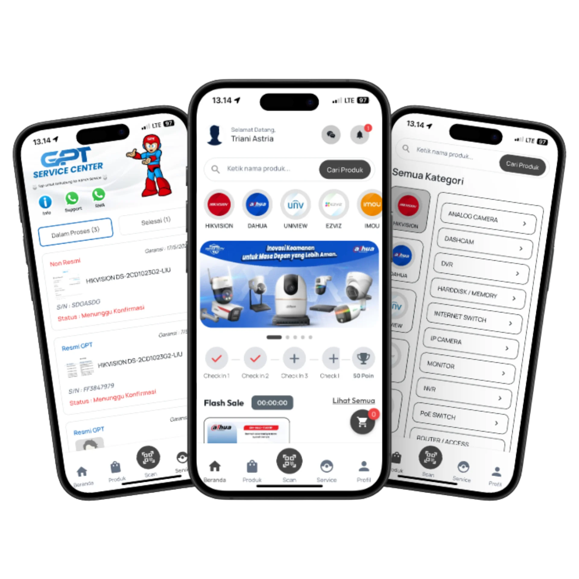 Mockup aplikasi GPT CCTV - Distributor Management System