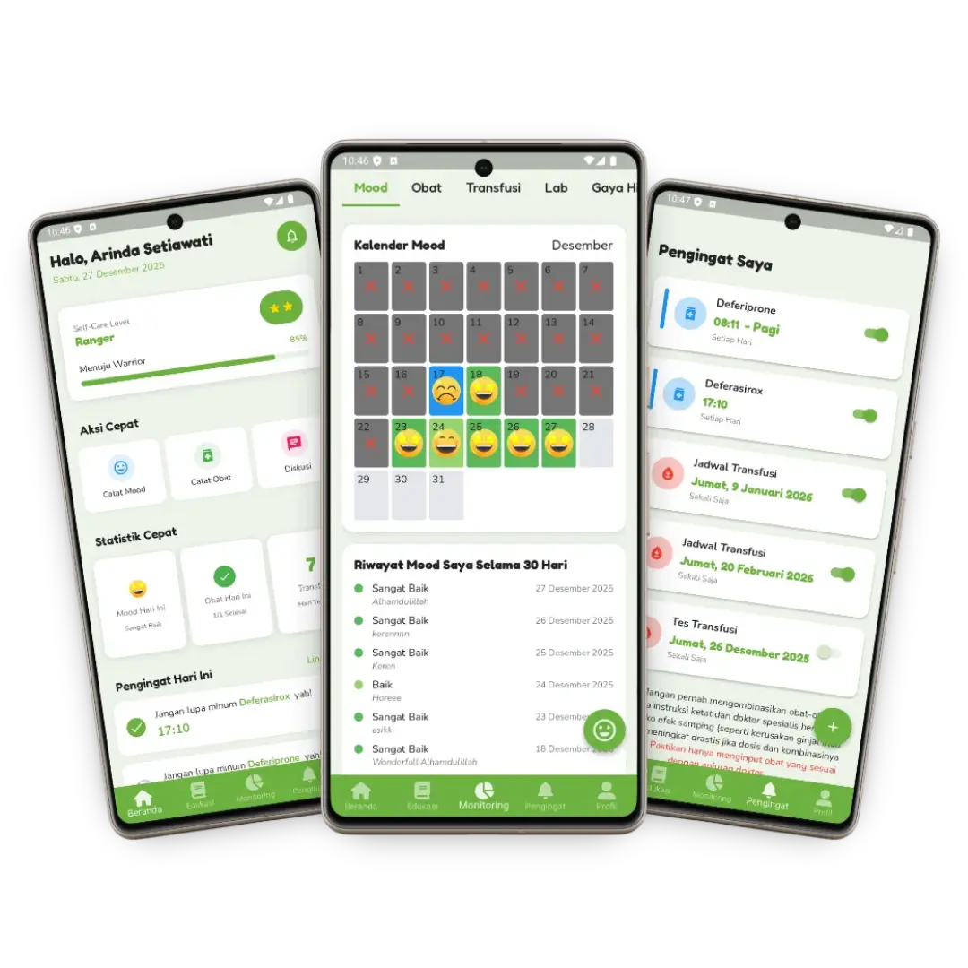 Mockup aplikasi Setara - Platform Manajemen Talasemia